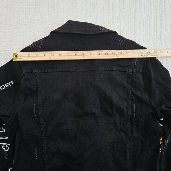 Hudson Outerwear Stretch Denim Jacket Men's Medium Black Long Sleeve Logos EUC - Picture 13 of 16